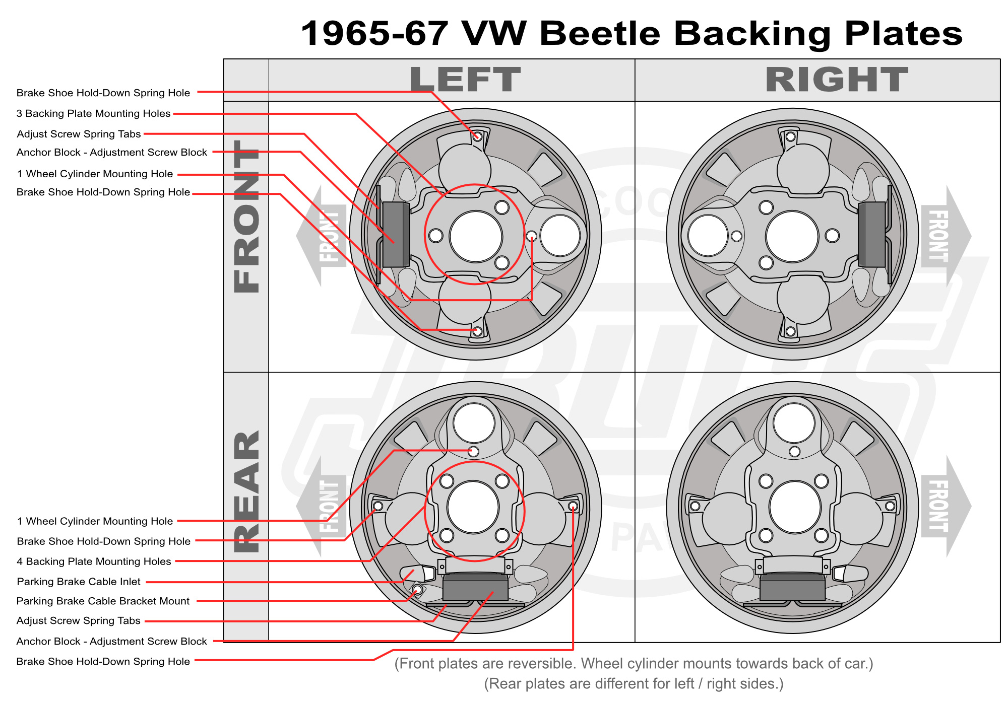1965-67 VW Beetle Backing Plate