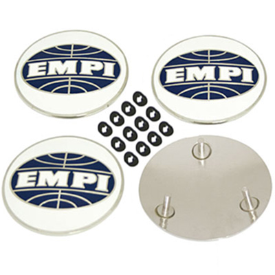 EMPI Logo Crests for Custom & Nipple Hubcaps - 4 pieces with Hardware
