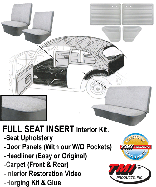 Deluxe Full Seat Insert Interior Kit Bug 5455 maroon beetle interior