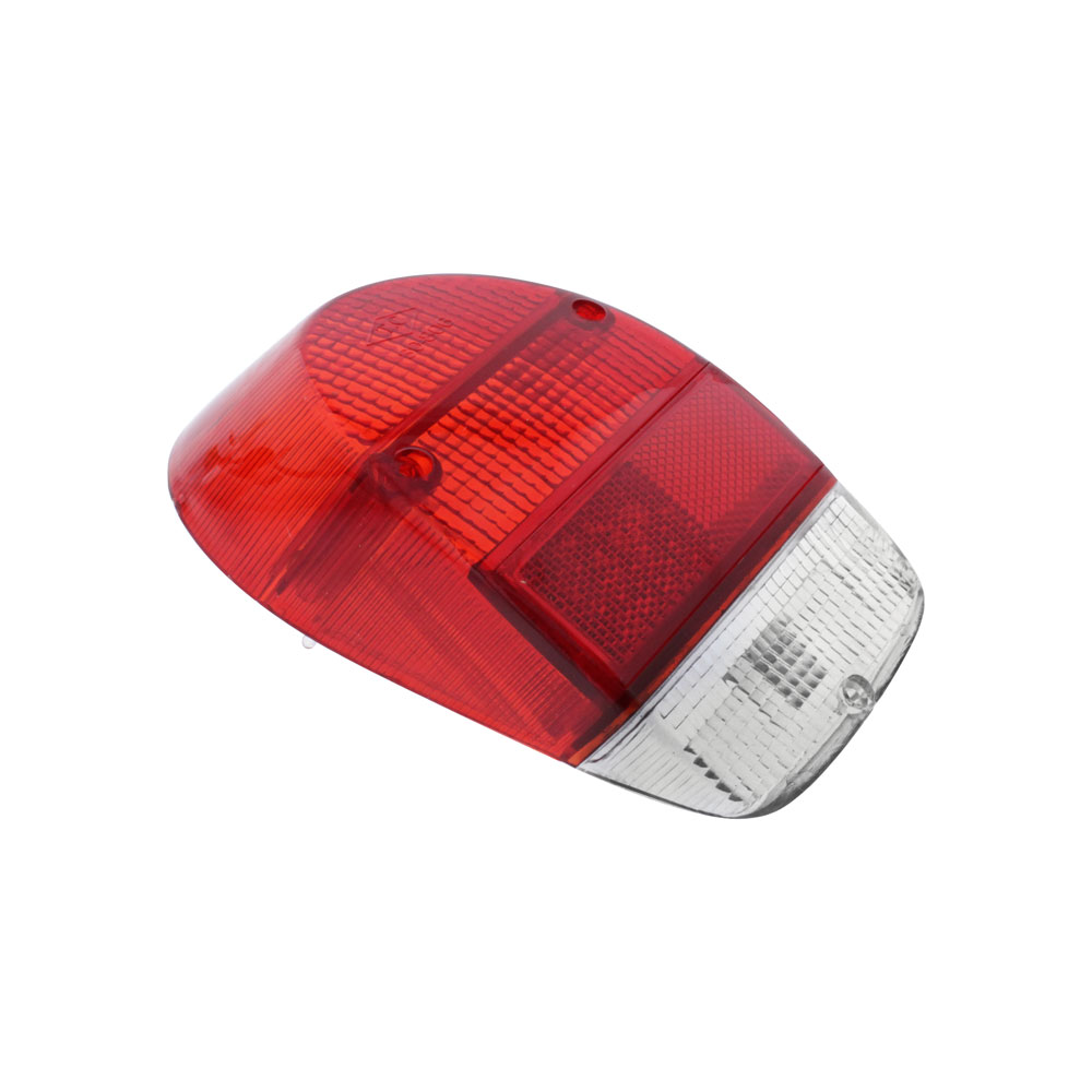 VW Tail Light Lens - Red/White - American Style - Left - 1971-72 Beetle - Super Beetle