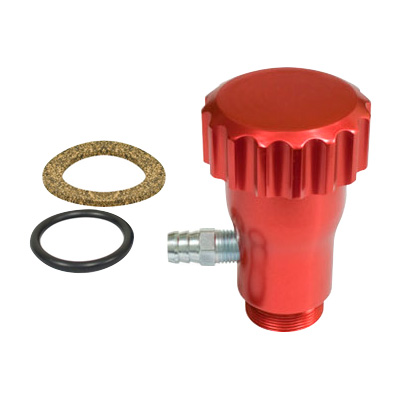EMPI VW Oil Filler with Grooved Cap - Vented - Red Anodized