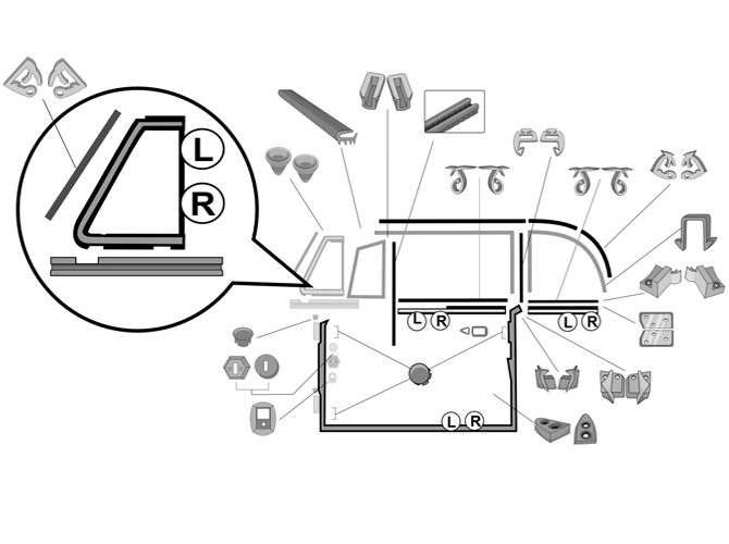 VW Door Rubber and Seals, 1968-1969 Beetle Convertible | JBugs vw empi dune buggy wiring diagram 