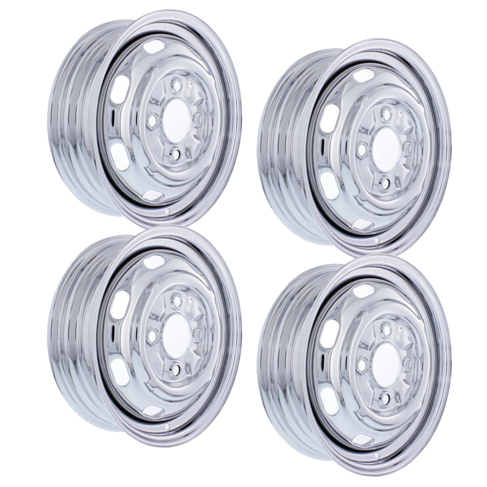 4x130 Stock VW Wheels - 15x4.5" - Chrome with Slots - Set of 4