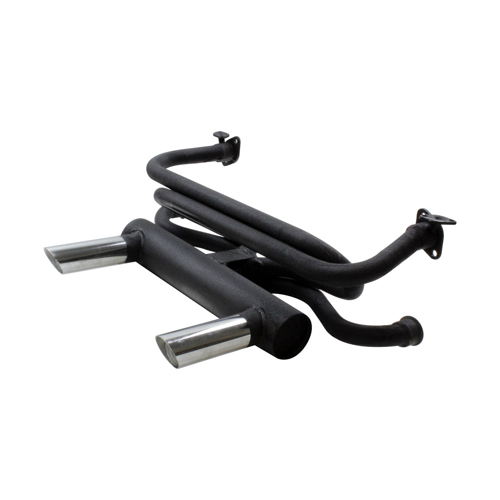 VW Exhaust System - 2 Tip GT - Black with Chrome Tips - 1300cc-1600cc - Beetle - Ghia