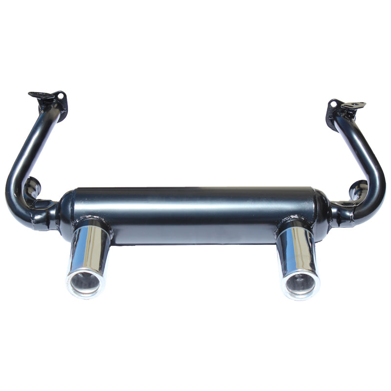 EMPI 2 Tip GT Exhaust System, Black with Chrome Tips - Beetle - Ghia - 1300cc-1600cc