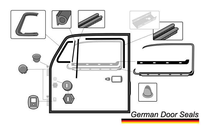 Complete VW Car Rubber Kit Bug 1969 Cal Look Window Seals VW Parts 