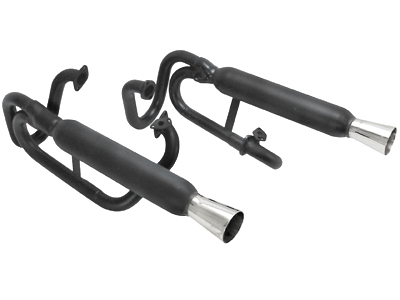VW Buggy Dual Exhaust, Black with Chrome Tips
