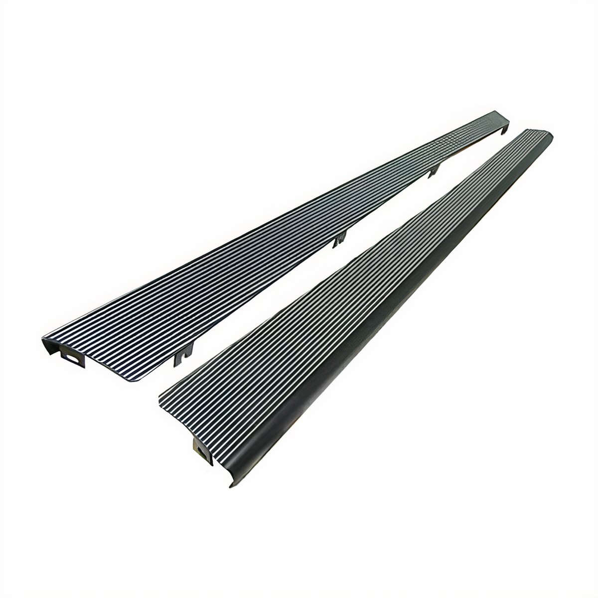 VW Running Boards - Billet Aluminum - Satin Black With Polished Ribs - Made in USA - Pair