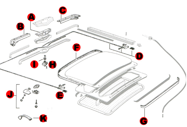 VW Bug Sunroof Components 1968-1977: VW Parts | JBugs.com