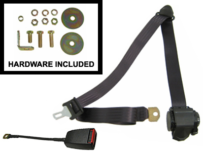 VW Seat Belt, Retractable, Lap & Shoulder, Black, Left Or Right, Each