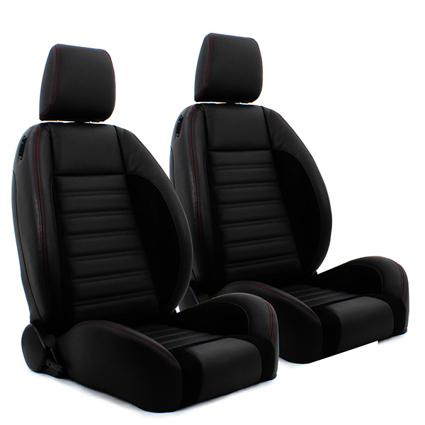 VW ProSeries SportR Low Back Seats w/Headrests, Pair, Black w/ Black