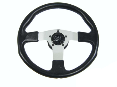 Rally VW Steering Wheel, Silver, 3 Spoke, 13.5 Inches