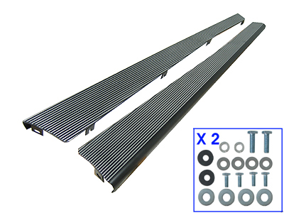 Billet VW Aluminum Running Boards, Satin Black, With Polished Ribs, Left & Right