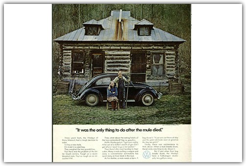Classic VW "Mule or Beetle" Advertisement