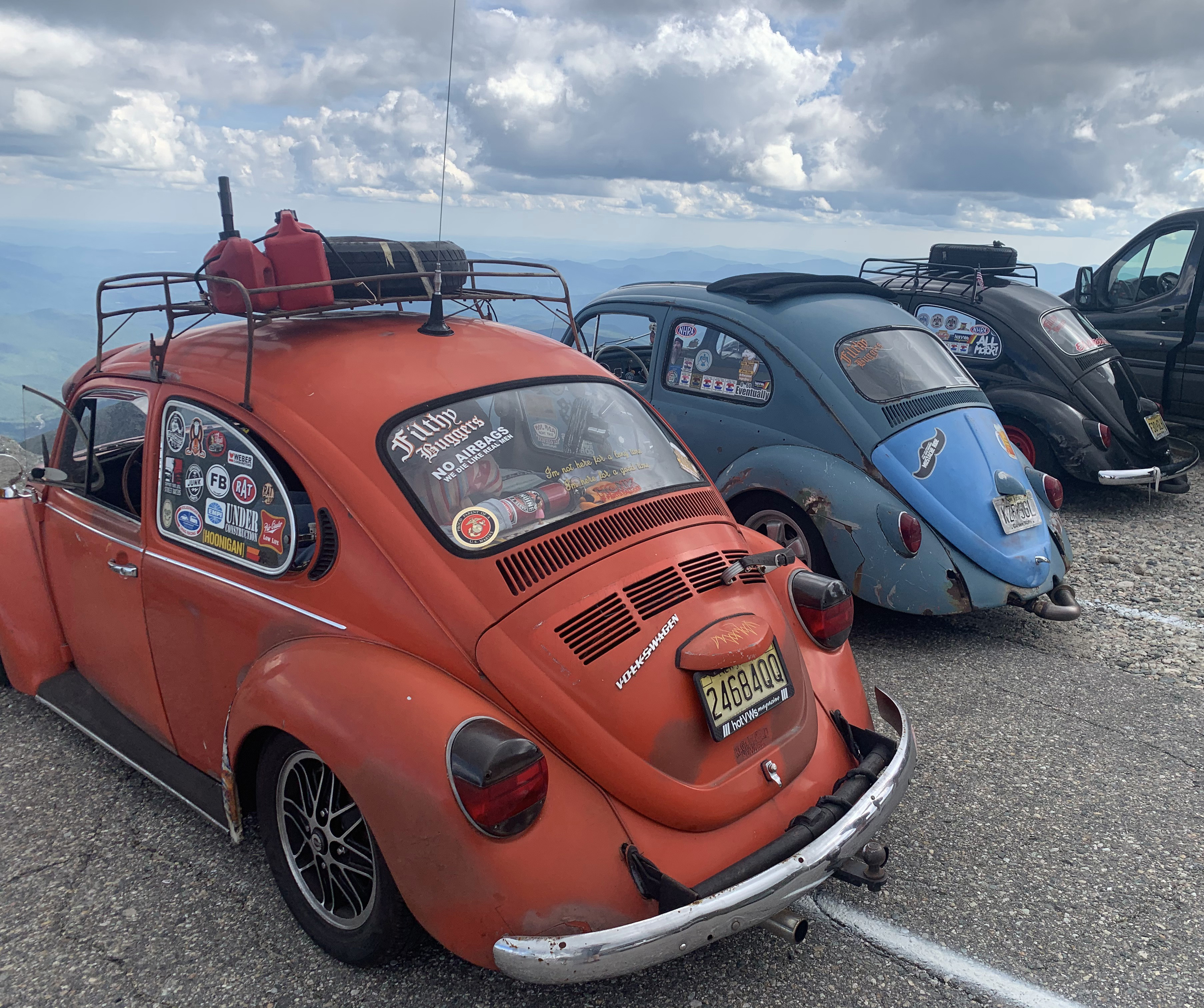 "Filthy Buggers" park their VWs on the peak of Mount Washington