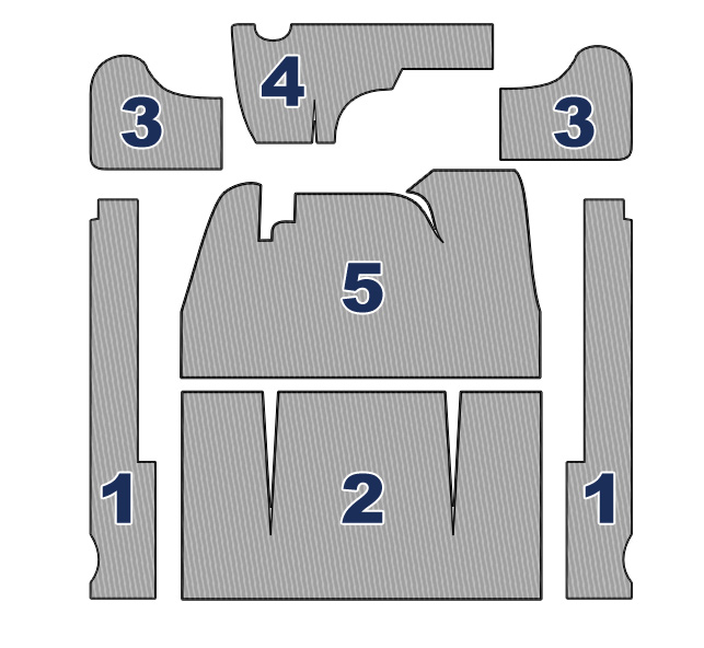 Front VW Carpet Kit, Bug 196972, w/OUT Footrest, Black