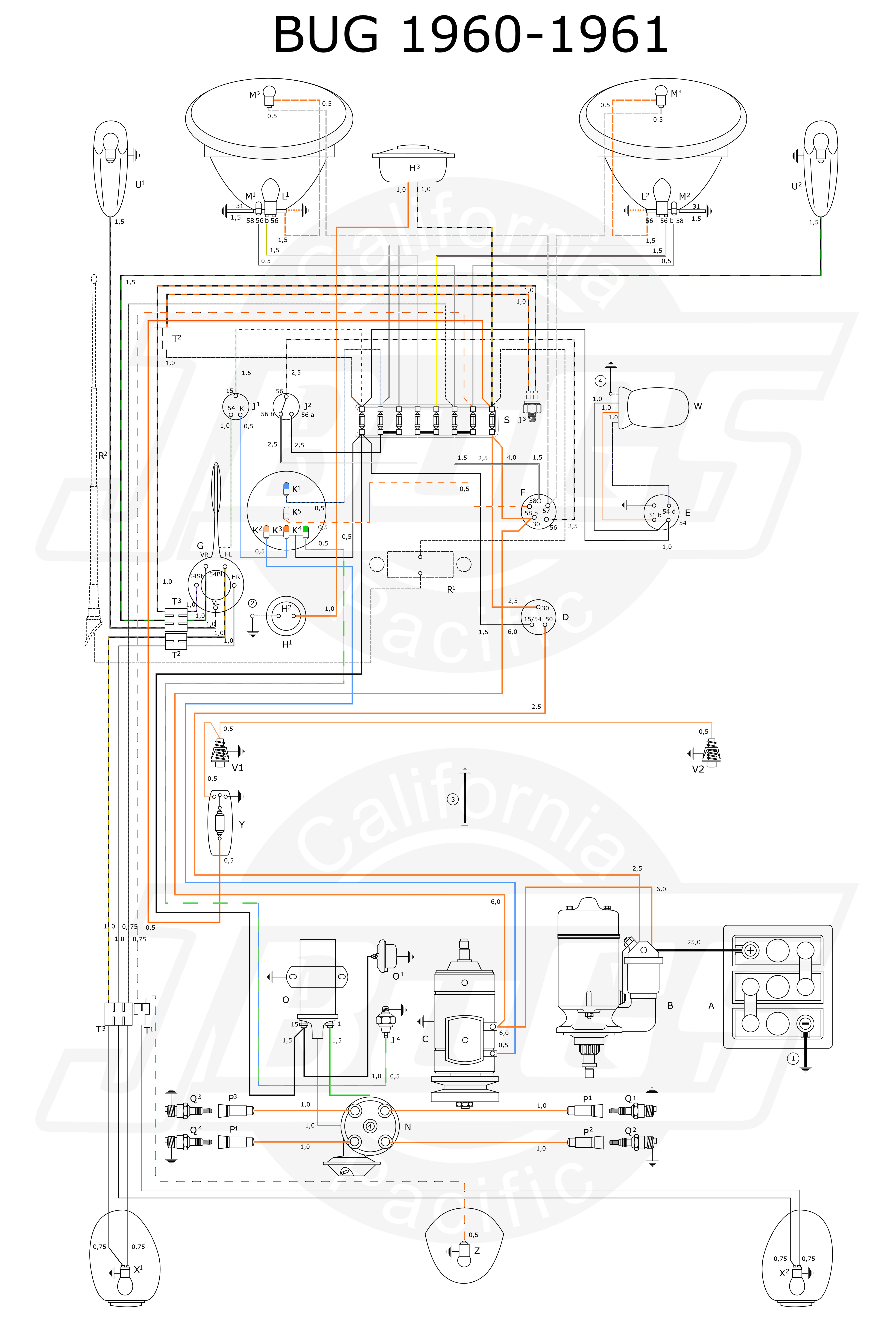 VW Tech Article 1960-61 Wiring Diagram