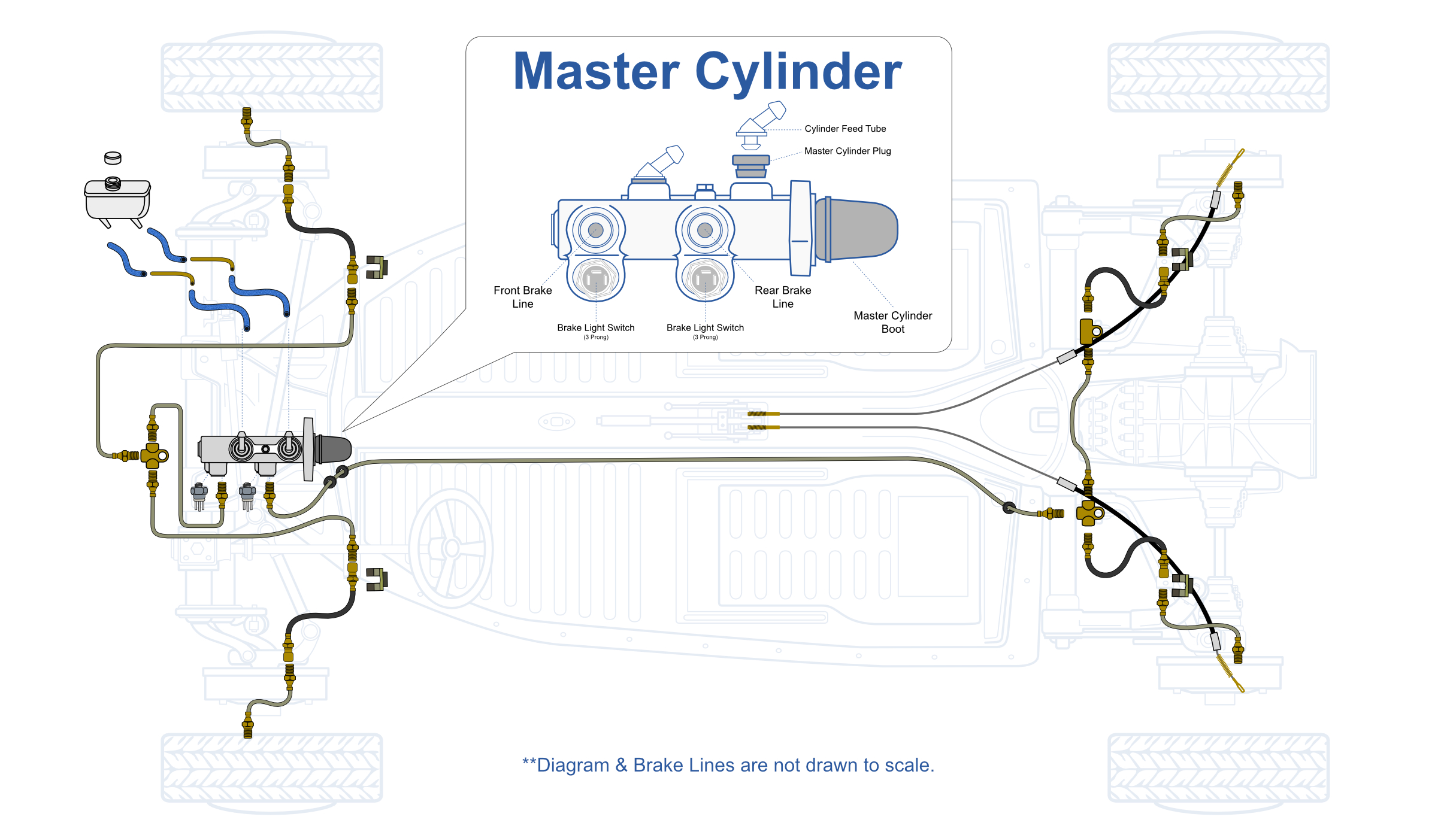  1971-1979 VW Super Beetle Brake Line Diagram