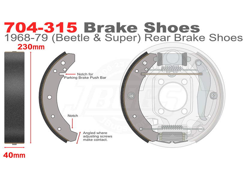 704-315 VW Beetle Brake Shoes