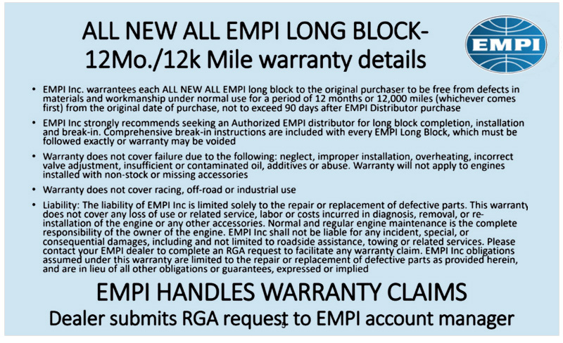 EMPI Longblock Warranty