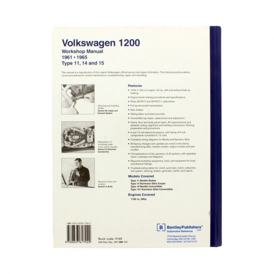 洋書 Volkswagen 1200 WorkshopManual 1961-1965 Volkswagen 1200 Workshop & Spare Parts Manual 1961–1965