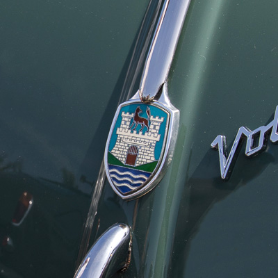 111-901 - 1954-59 VW Beetle Hood Emblem w/ Base - Wolfsburg