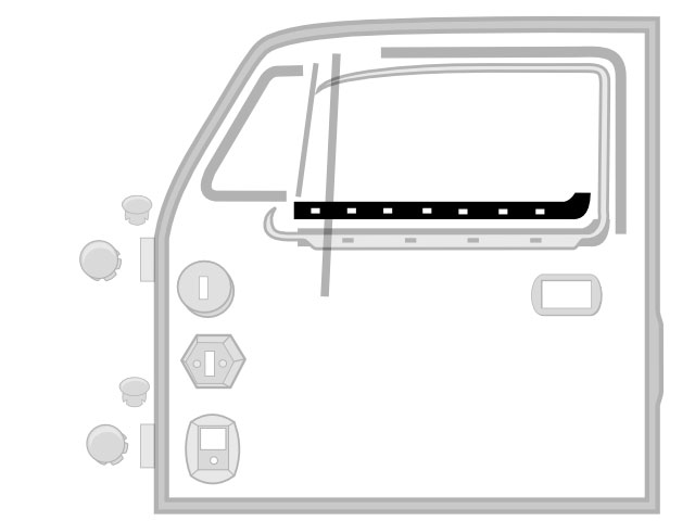 Window Scraper, Inner Right, fits '69-'77 Bug & Super Beetle, 111837476B