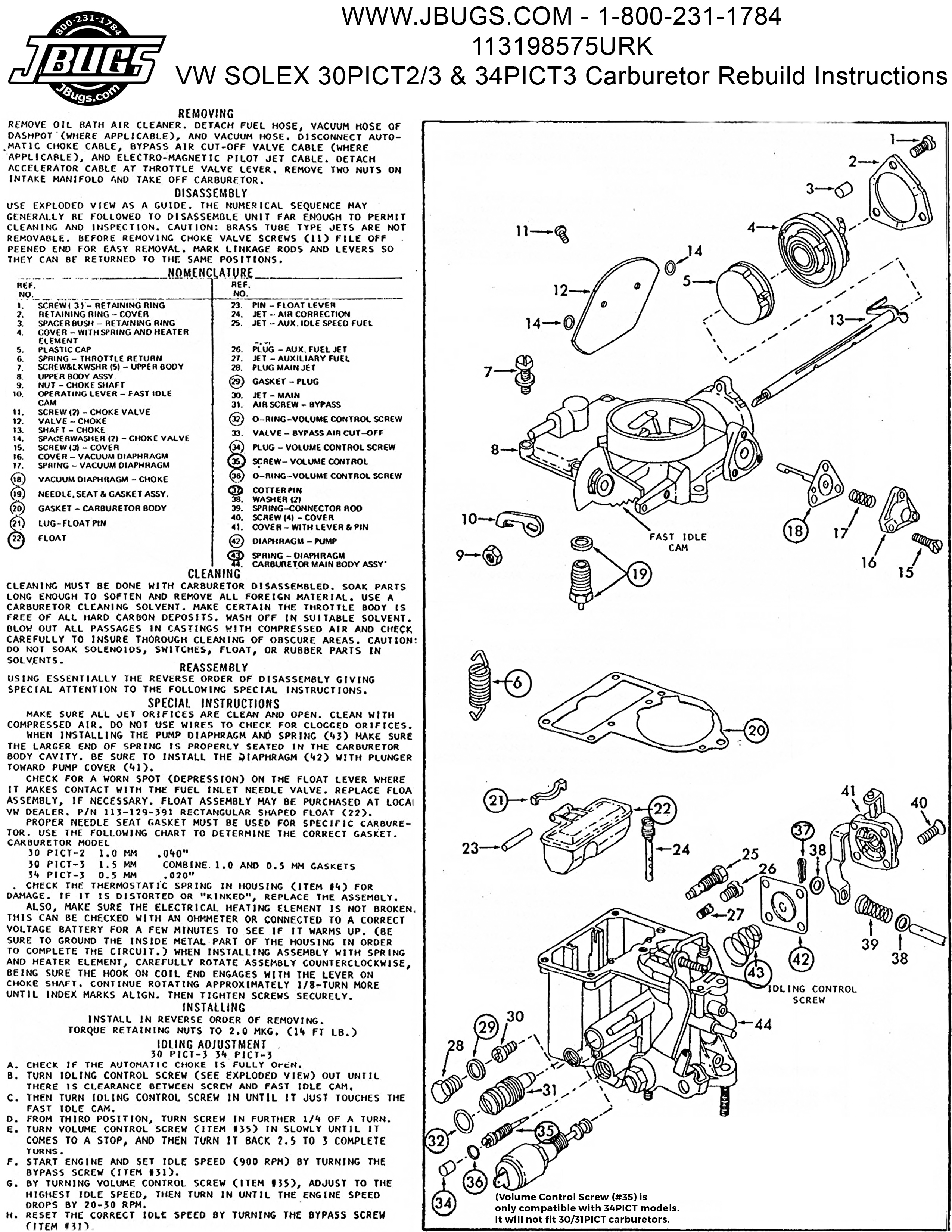 REBUILT Carburetor Solex 34 Pict 3 – Buzzbug VW Parts