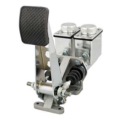 EMPI H.D. 4 Wheel Brake - Single Pedal - 7/8" - w/Polished High Square Reservoirs