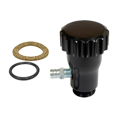 EMPI VW Oil Filler with Grooved Cap - Vented - Black Anodized