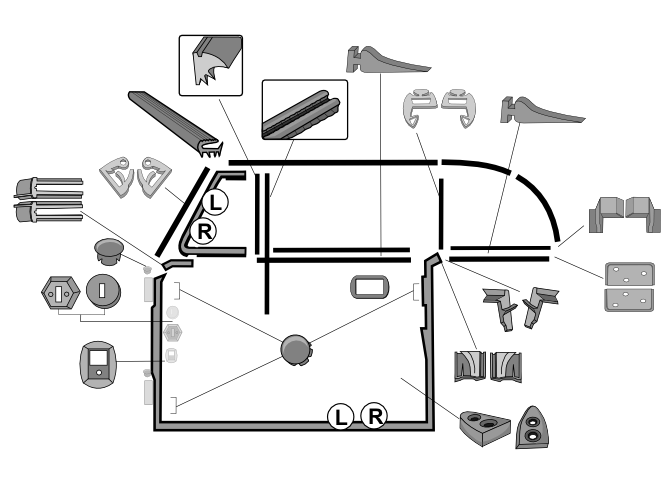 19581959 VW Beetle Convertible Door Rubber and Seals JBugs
