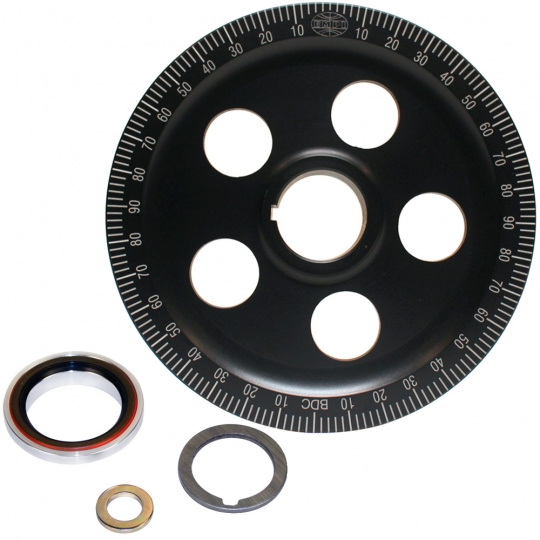 33-1065 - EMPI VW Crank Pulley - Bolt-In Sand Seal - Black Anodized