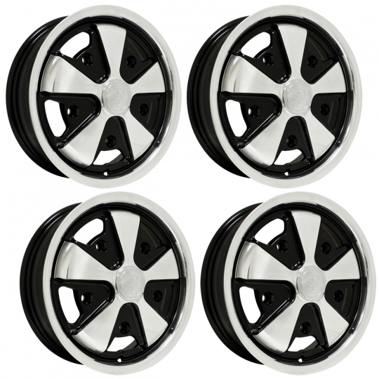 10-1108-4 - Porsche Fuchs Replica Wheel - 15x4.5 - 5x205 - Black 