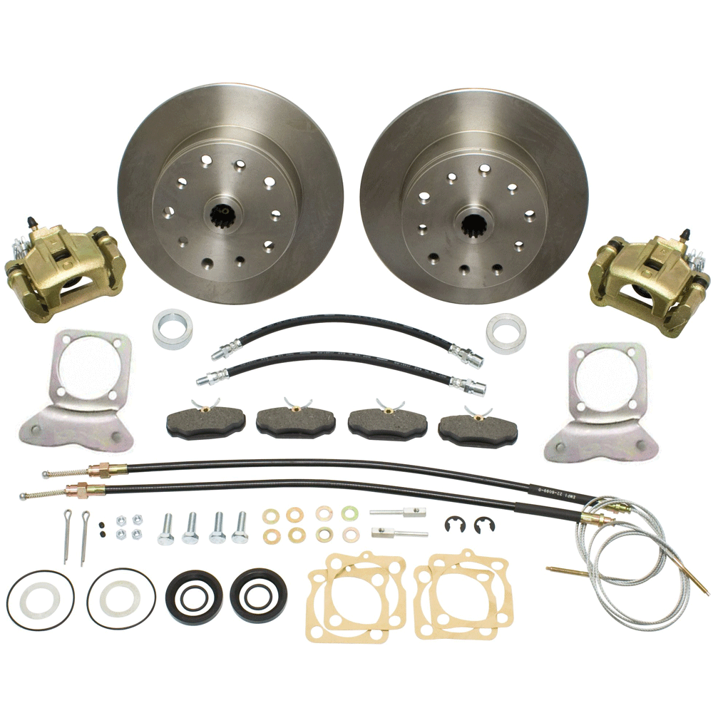 VW Disc Brake Kit - Rear - with Parking Brake - 5x130 & 5x4.75 - 1973-79 IRS