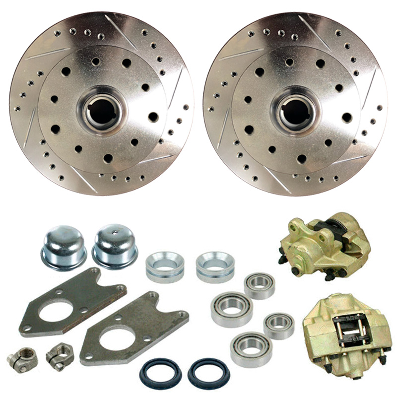 EMPI VW Disc Brake Kit - Front - 5x130 & 4.75- Bolt On - Drilled & Slotted - 1954-65 Beetle - Ghia