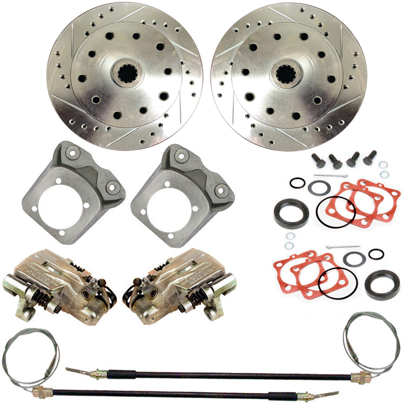 VW Disc Brake Kit - Rear - w/Park Brake -Drilled & Slotted - 5x130 & 4.75 - 1958-67 Swing Axle