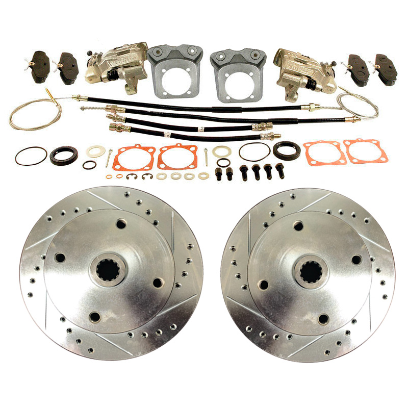 VW Disc Brake Kit - Rear - with Parking Brake - Drilled & Slotted - 4x130 - 1973-79 IRS