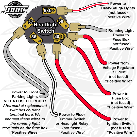 Dimmer Switch For Headlights Beetle And Bus 50 65 Ghia