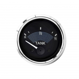1962-1977 Beetle Fuel Gauge - 52mm - Black Dial - Chrome Bezel - 12 Volt