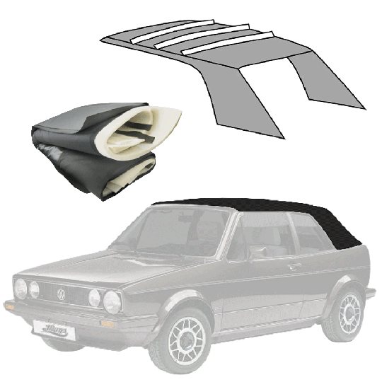 Black Vinyl Convertible Top For 1970-1980 MG Midget - 3 Plastic Windows, Soft Top