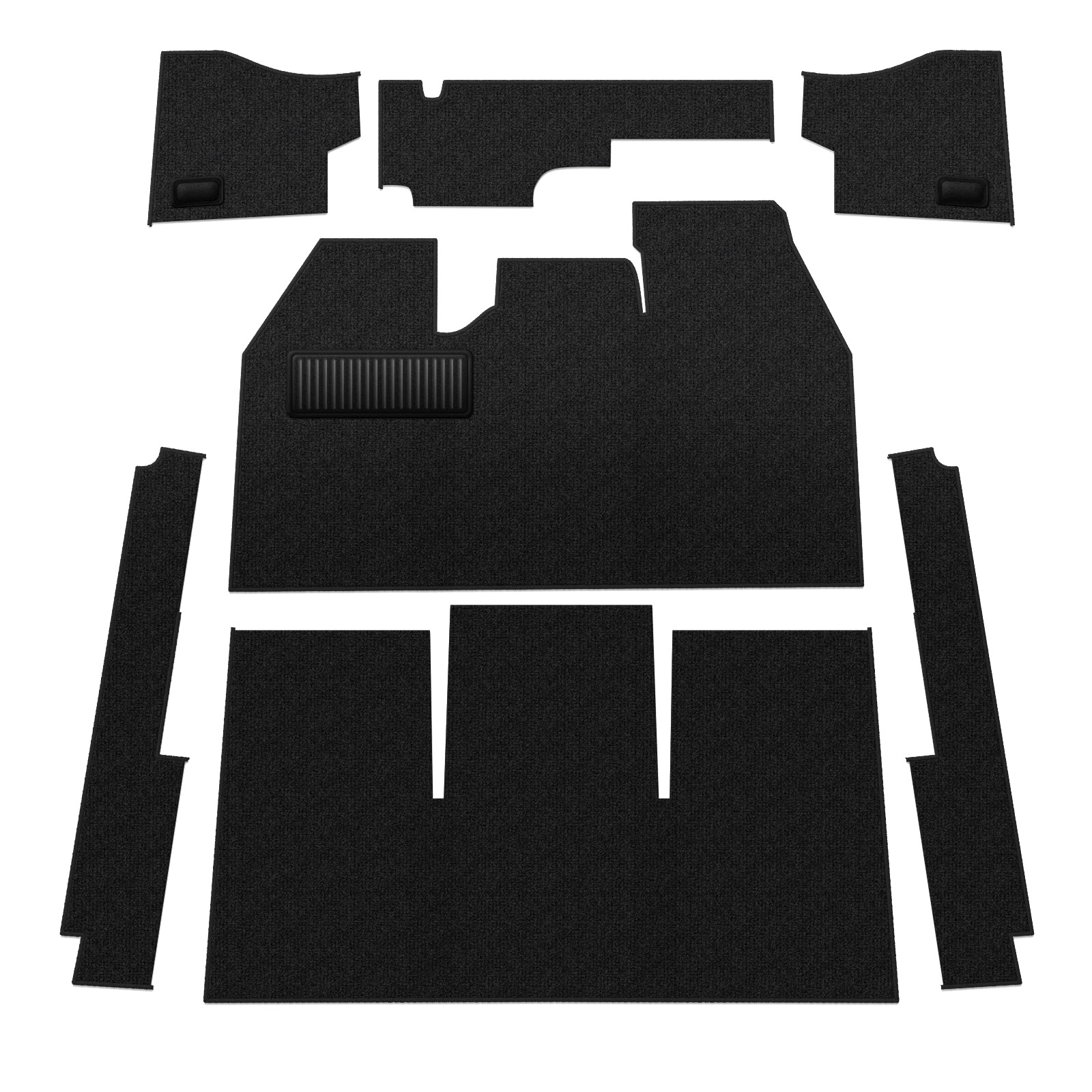 1958-1968 VW Beetle Sedan Carpet Kit - Front - w/ Footrest - Black