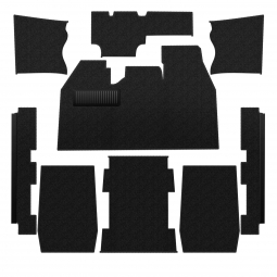 1973-1977 VW Beetle Sedan Carpet Kit - Front - w/ Footrest - Black Loop