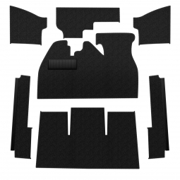 1971-1972 VW Super Beetle Sedan Carpet Kit - Front - w/ Footrest - Black Loop