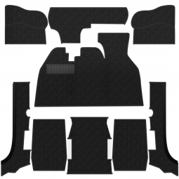 1973-1979 VW Super Beetle Convertible Carpet Kit - Front - w/ Footrest - Black Loop
