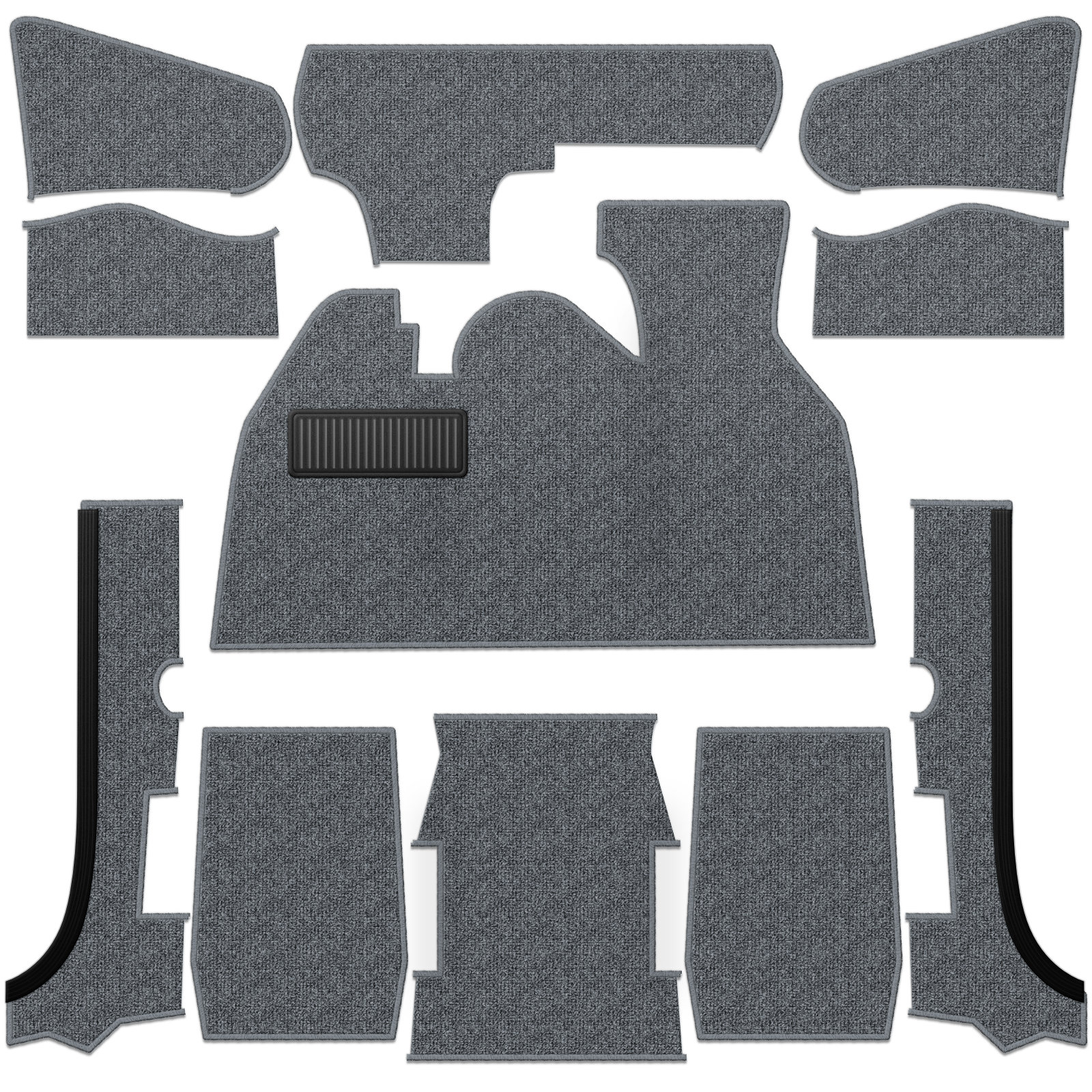 1973-1979 VW Super Beetle Convertible Carpet Kit - Front - w/ Footrest - Charcoal Loop