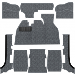 1973-1979 VW Super Beetle Convertible Carpet Kit - Front - w/ Footrest - Charcoal Loop