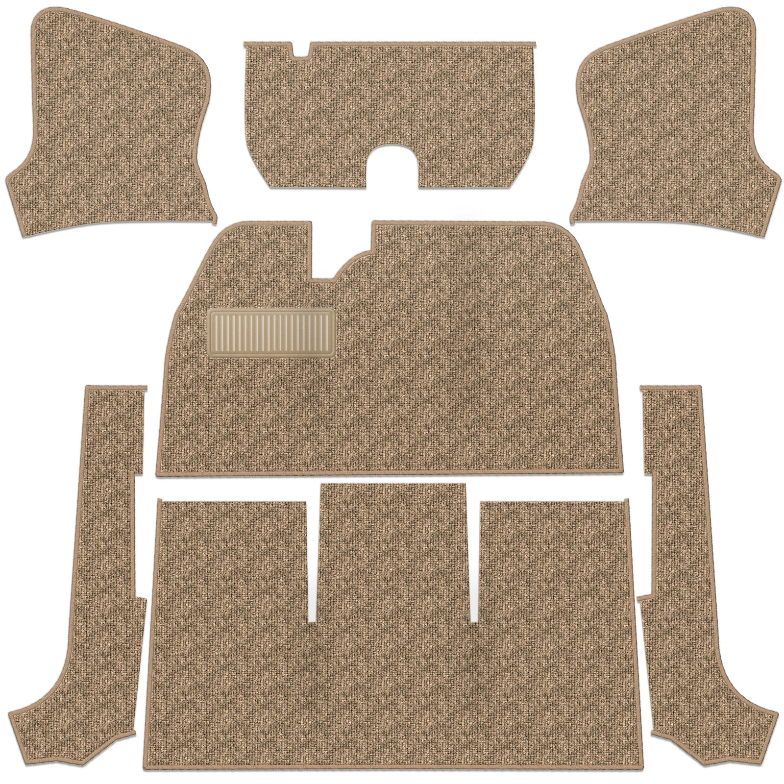 1969-1970 VW Beetle Convertible Carpet Kit - Front - w/o Footrest - German Squareweave