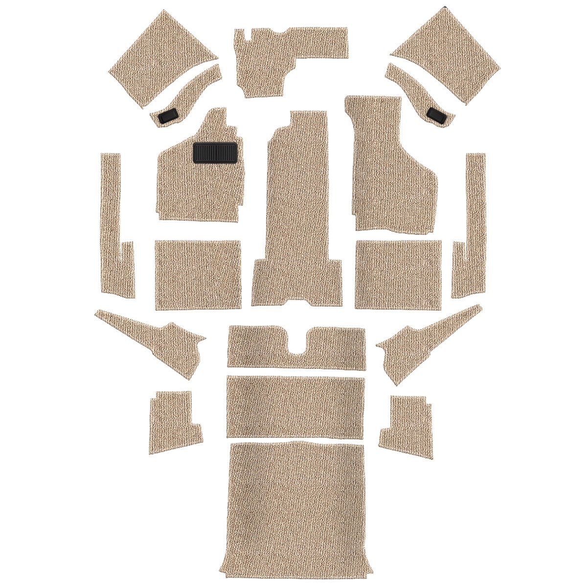1969-1974 VW Karmann Ghia Convertible Carpet Kit - Full Set - w/ Footrest - Oatmeal Loop