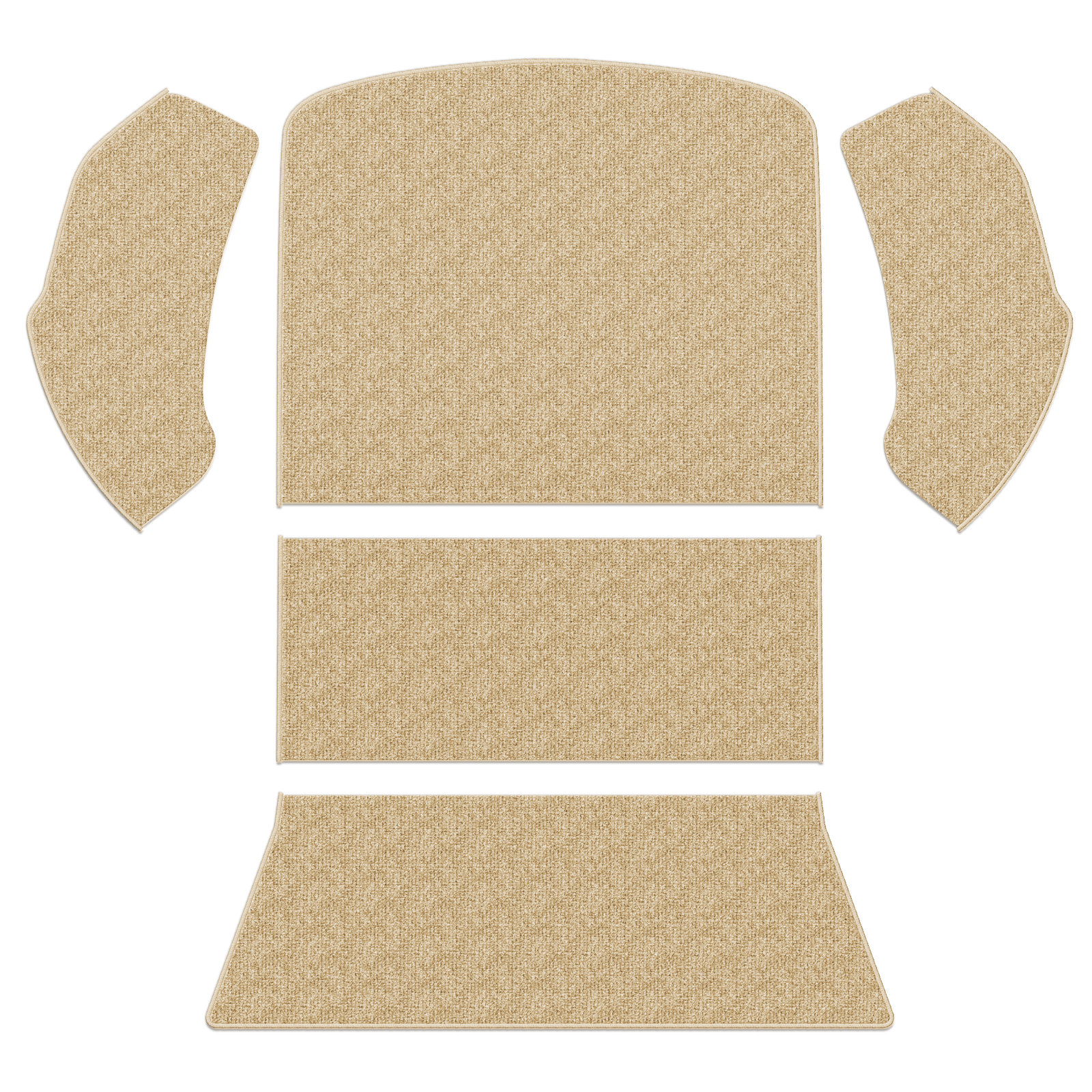 1973-1977 VW Beetle & Super Beetle Carpet Kit - Rear - 5 Piece Set - Oatmeal Loop