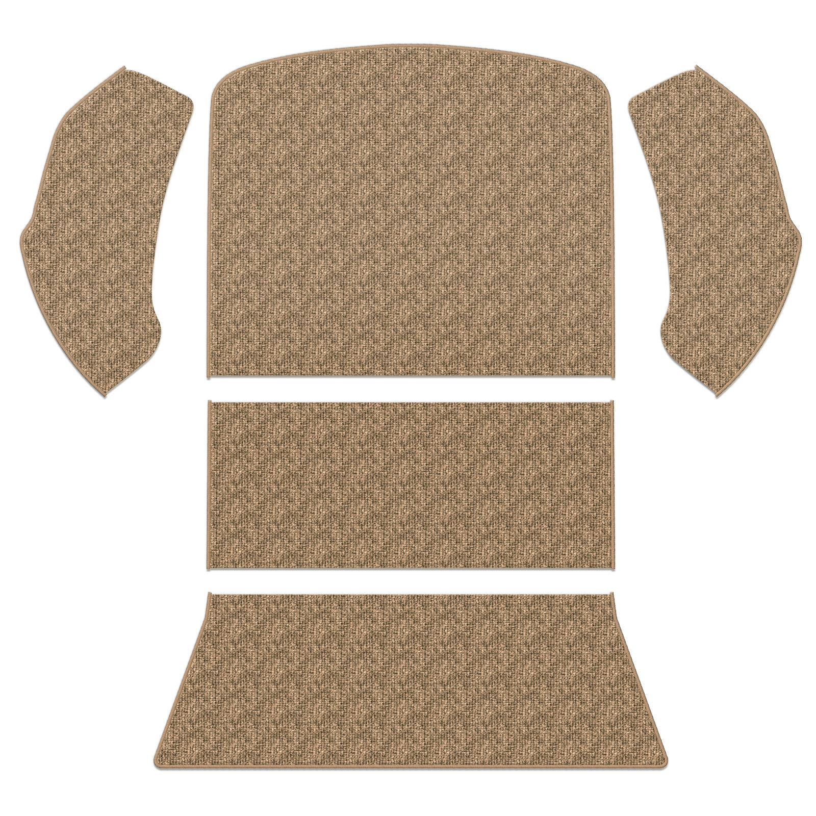 1973-1977 VW Beetle & Super Beetle Carpet Kit - Rear - 5 Piece Set - German Squareweave